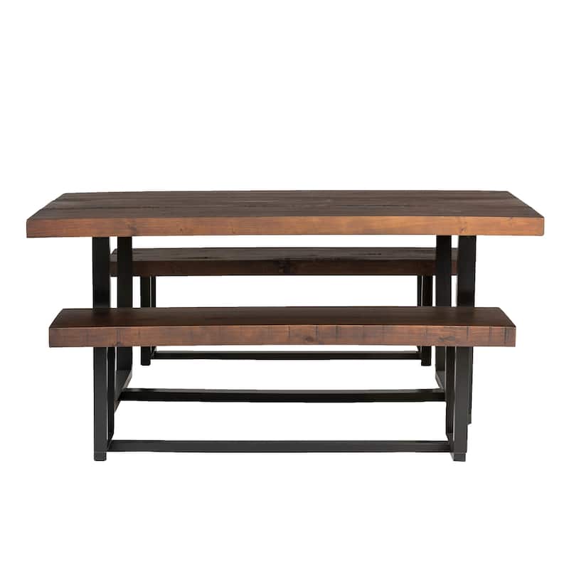 Middlebrook Solid Wood 3-Piece Dining Set with 60-inch Benches