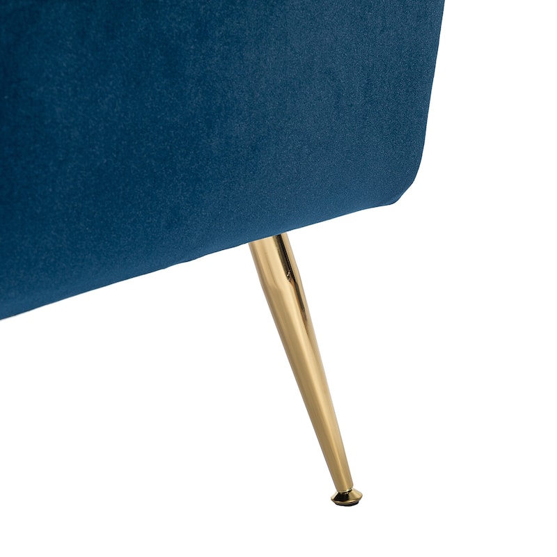 1ida Modern Velvet Tufted Padded Cushion Armchair with Golden Metal Legs by HULALA HOME