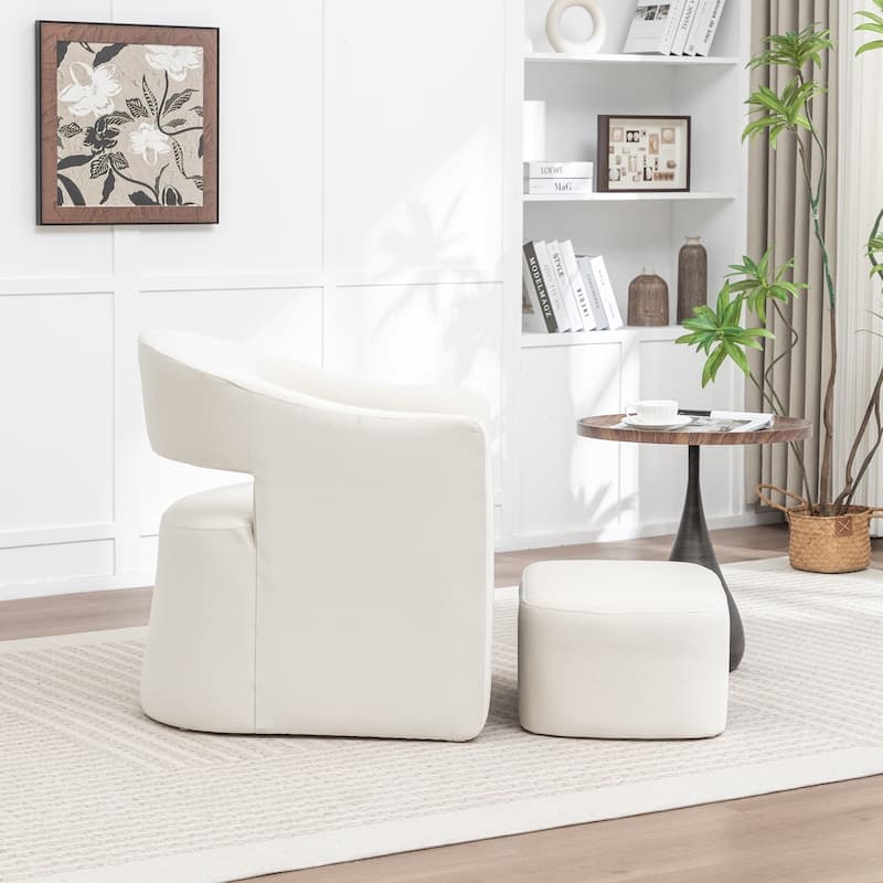 SEYNAR Modern Glam Velvet Accent Armchair Open Back with Ottoman