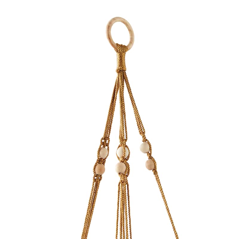 Intricately Handmade Fabric Hanging Macrame Wall Planter - Brown or White