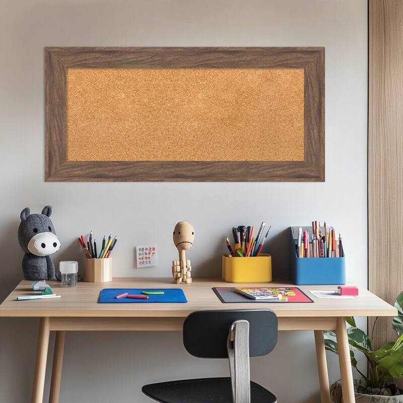 Pia Medium Brown Framed Cork Board - Bulletin Board, Organization Board, Pin Board