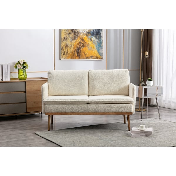 slide 2 of 50, Polyester Upholstered Living Room loveseats sofa With Golden Legs