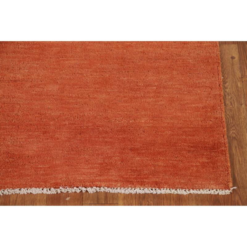 Orange Gabbeh Modern Foyer Rug Oriental Hand-Knotted Wool Carpet - 2'10"x 4'1"