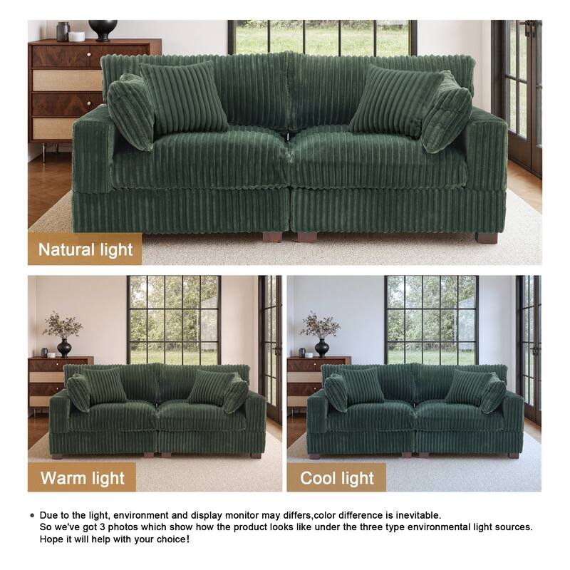 40" Oversized Plush Flannel Upholstered Ottoman Footstool Set of 2