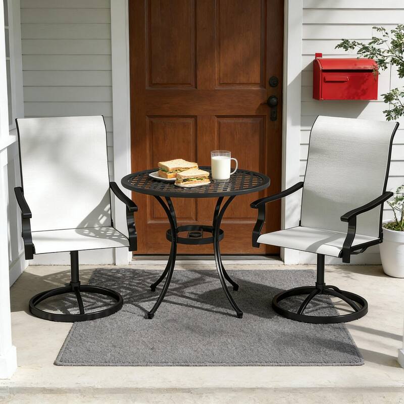 GDFStudio - Nathan Outdoor Dining Swivel Chairs Crafted for Elevated Comfort and Easy Movement