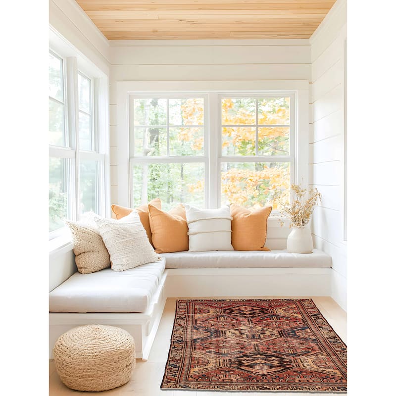 ECARPETGALLERY Hand-knotted Kayseri Vintage Red Wool Rug - 3'11 x 6'5