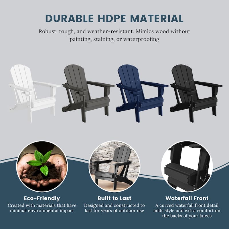 Polytrends Alvaro Outdoor Adirondack Chair with Cup Holder (Set of 4)