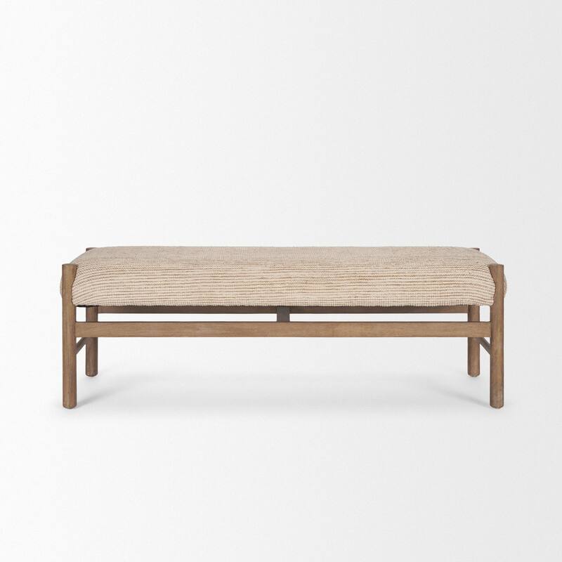 Tadi Rectangular Dark Brown Wood w/ Rug Seat Bench - 57.0L x 21.3W x 19.3H