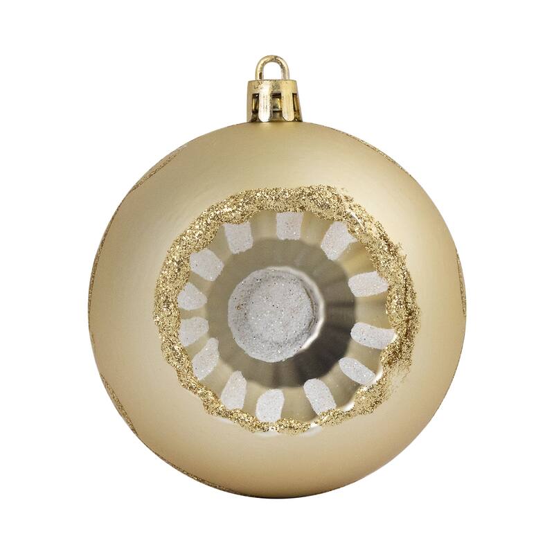 5ct Gold Retro Reflector Shatterproof Christmas Ball Ornaments 3.25"