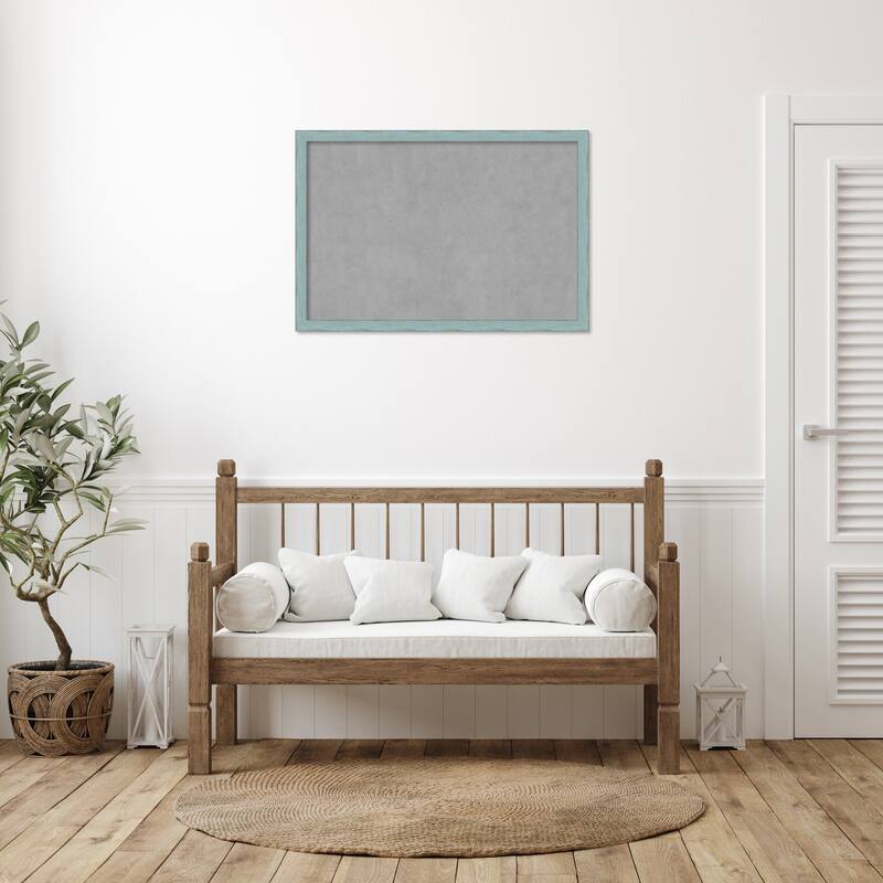 Framed Magnetic Board, Sky Blue Rustic