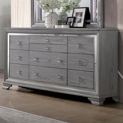 Furniture of America Taia Contemporary Grey Solid Wood 10-Drawer Dresser