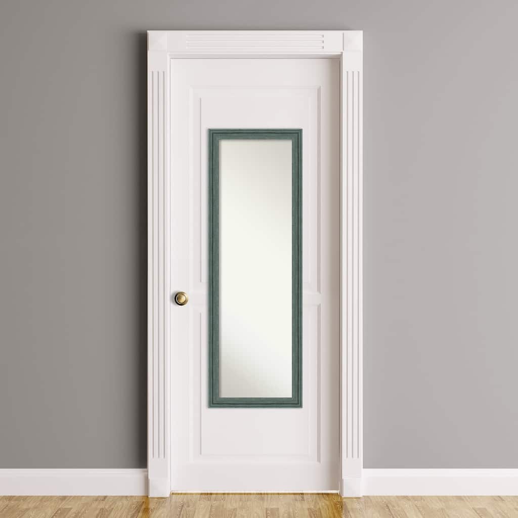 Upcycled Non-Beveled Wood Framed Full-Length On the Door Mirror - Glass Size 14x48