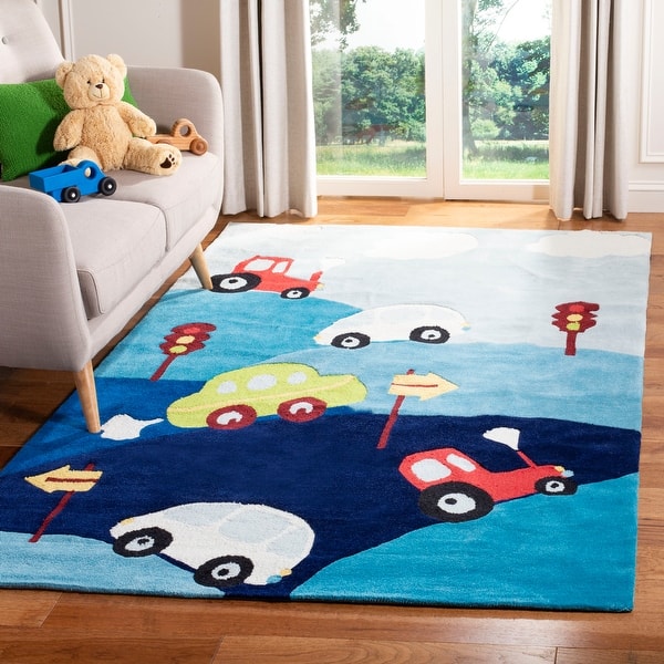 slide 2 of 9, SAFAVIEH Handmade Kids Mayte Polyester Rug 3' x 5' - Blue/Multi - Rectangle