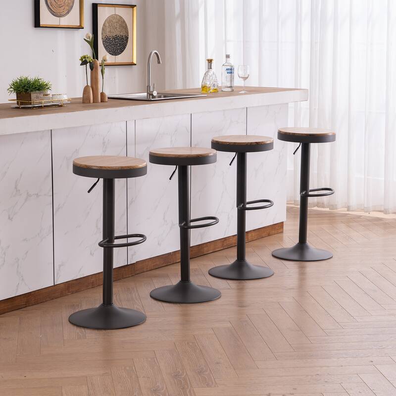 Adjustable Swivel Bar Chairs Backless Round Barstools Set of 2