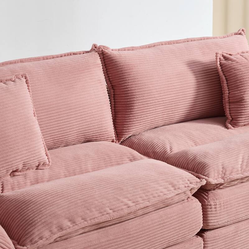Corduroy Couch Loveseat Sofa with Pillows,Comfy Upholstered Deep Seat Sofa for Bedroom,Living Room,Office