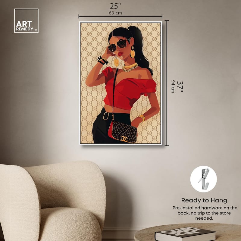 Her Stylish Red Look Canvas by Art Remedy