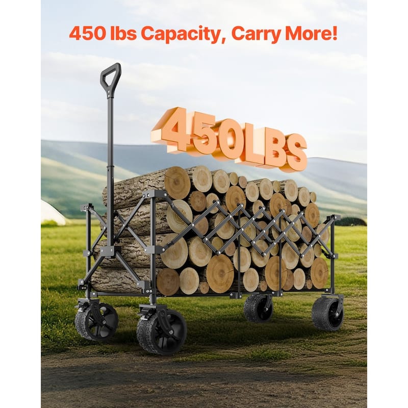 Collapsible Garden Wagon 450LB Capacity Outdoor Folding Cart - 48.03 × 23.62 × 24.02 in