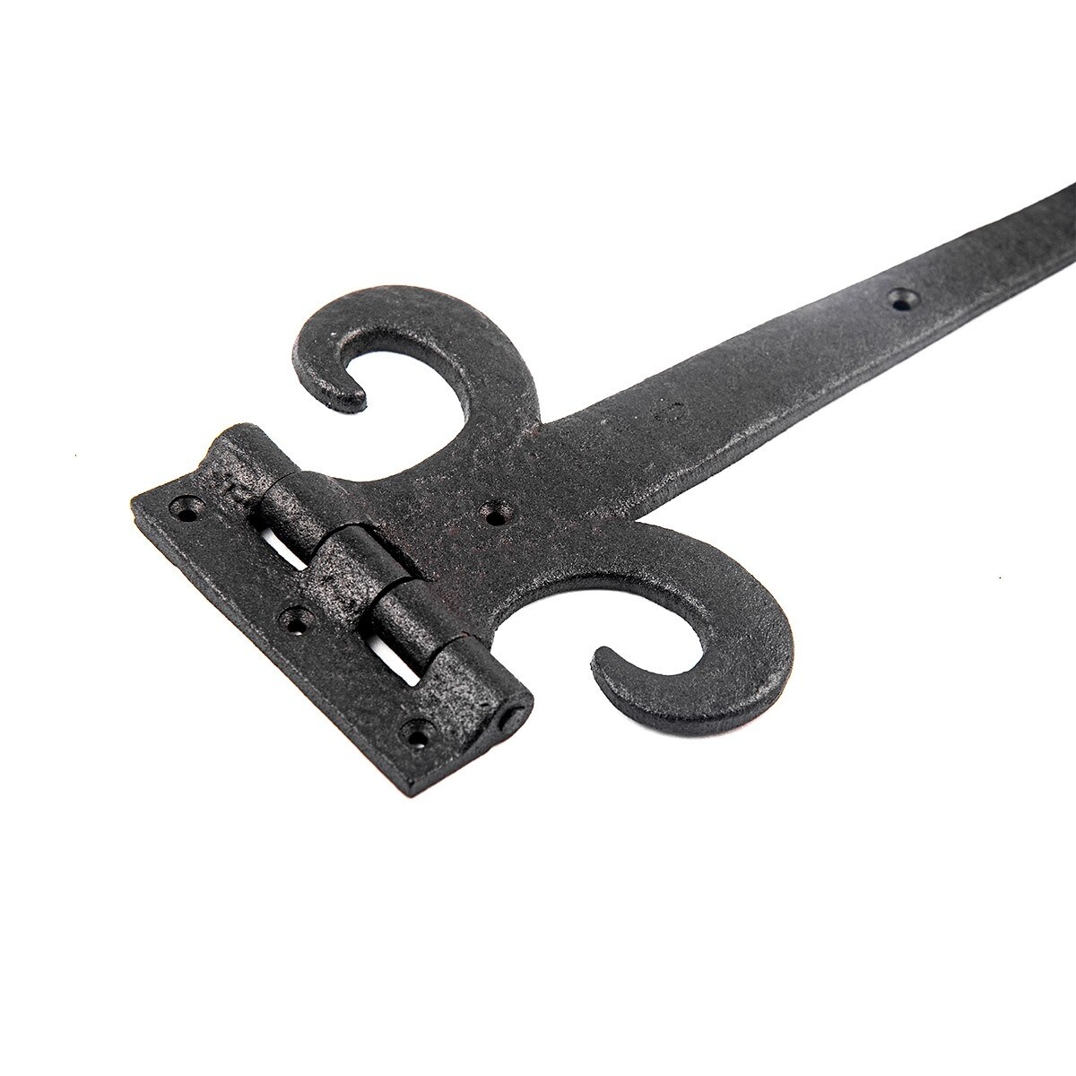 Renovators Supply Manufacturing Strap Hinge 15 in. Black Wrought Iron Spade  Tip Strap Gate and Door Hinges with Hardware, Pack of 2