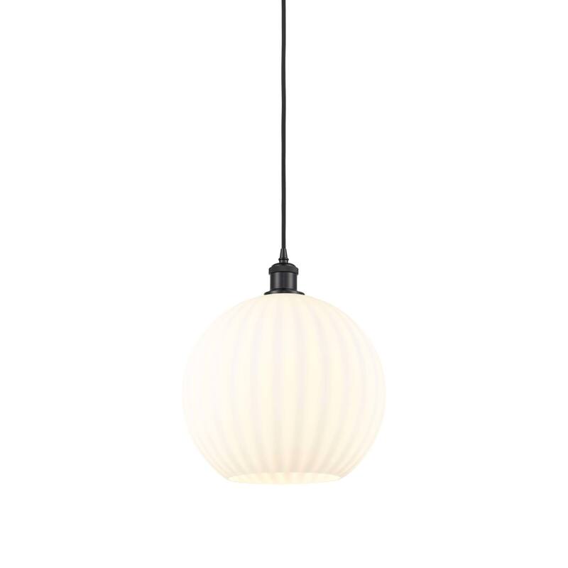 Innovations Lighting 516-1P-14-12 White Venetian Pendant White - Matte Black