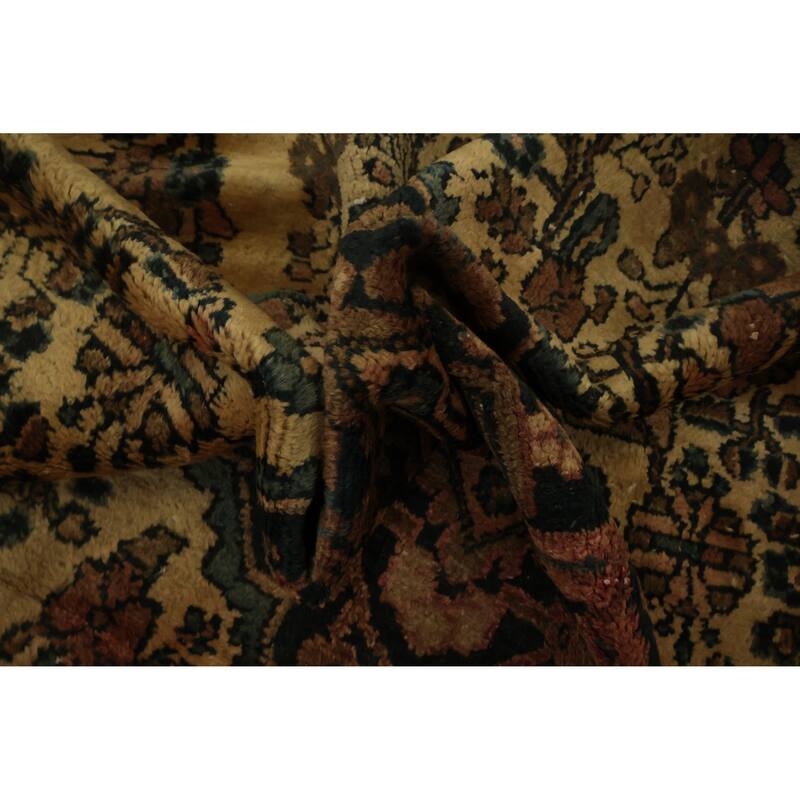 Hand Knotted Oriental 100% Wool Carpet Traditional Floral Beige & Ivories Hamedan Area Rug - 6' 7'' X 6' 6''