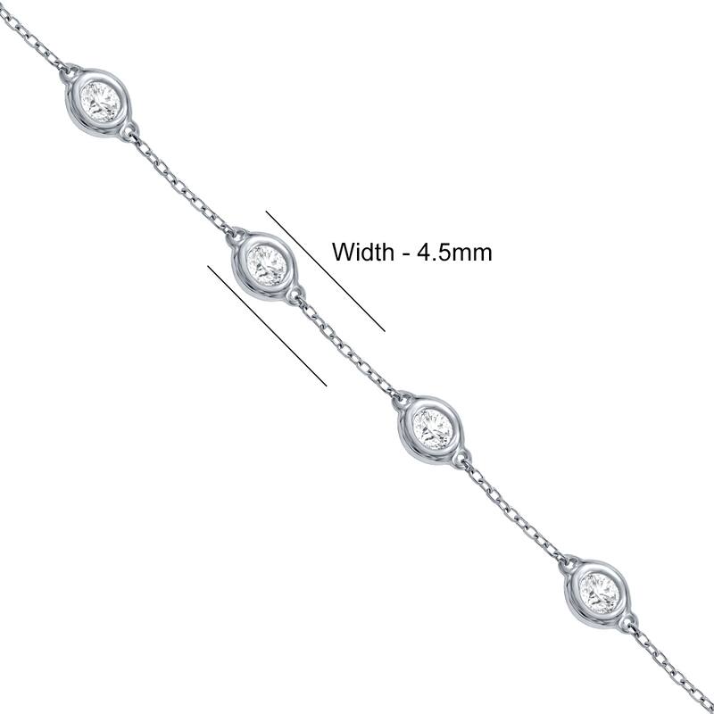 Marquee 1 Carat TW Bezel Set Genuine Diamond Station Bracelet in 14K White Gold