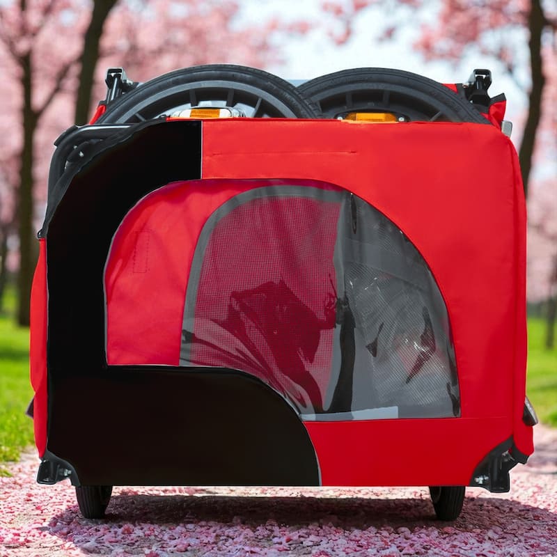 Heavy Duty Foldable Pet Bike Trailer - Dog & Cargo Carrier with 16-Inch All-Terrain Wheels and Universal Hitch