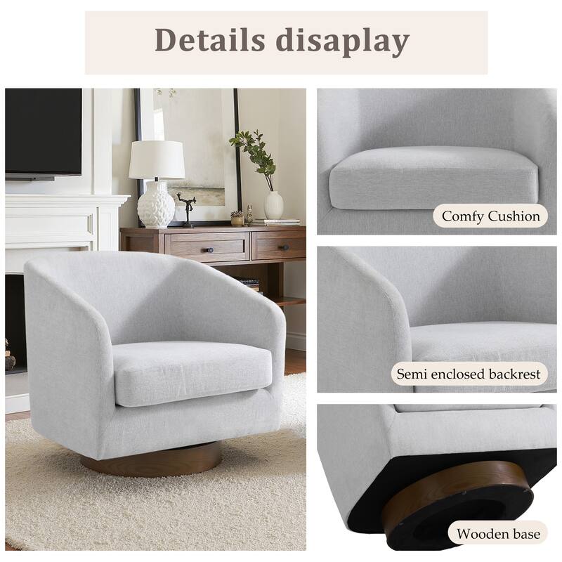 31.1'' W Modern Barrel Swivel Accent Chair