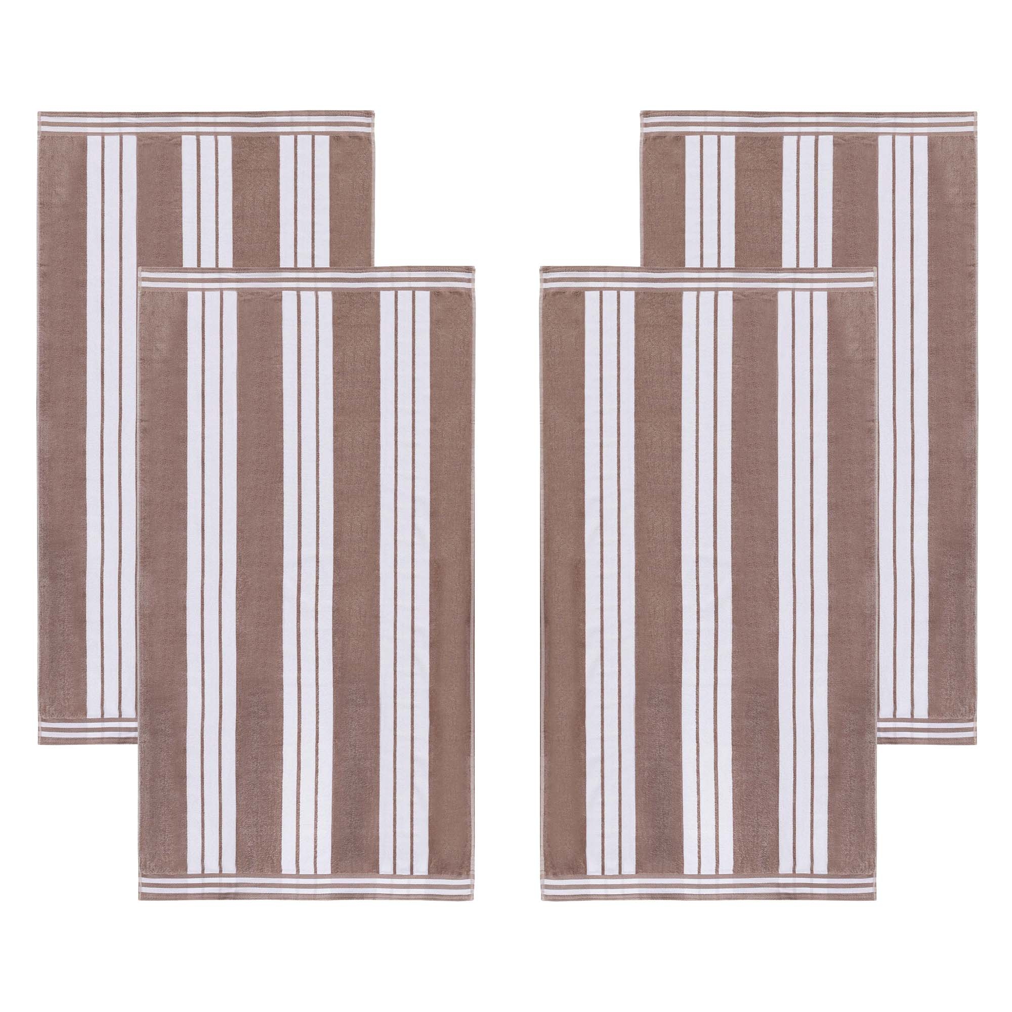 Superior Striped Large Oversized Cotton Beach Towel - Set of 4