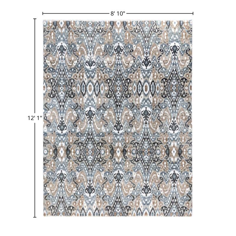 Ikat One-of-a-Kind Hand-Knotted Area Rug, Multicolor - 8' 10" x 12' 1"