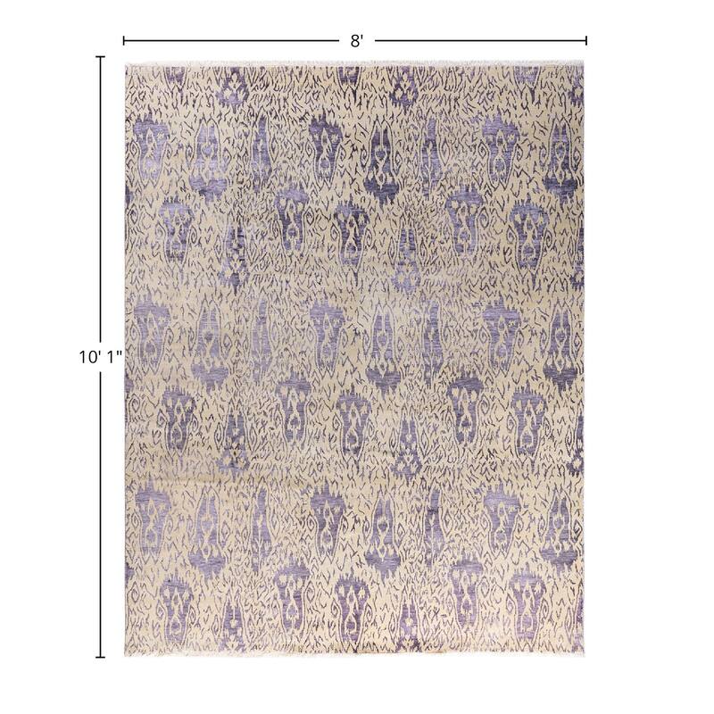 Ikat One-of-a-Kind Hand-Knotted Area Rug - Beige, 8' 0" x 10' 1" - 8' 0" x 10' 1"