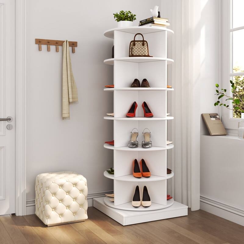 360 Rotating shoe cabinet 6 layers - White