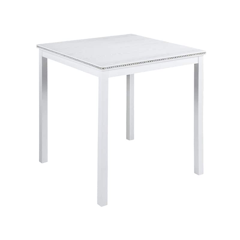 Counter Height Dining Table Chairs Set with Crystal Decorative Table Edge Wooden Square Table with 4 Dining Chairs, 5 Piece