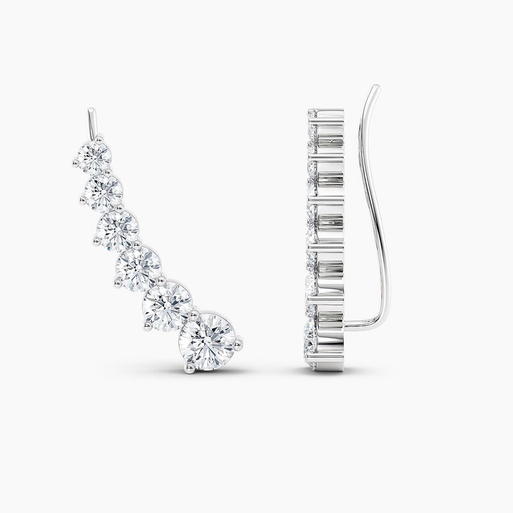 Auriya 3ctw Round Lab Grown Diamond Climber Earrings 14-karat Gold (E-F, VS1-VS2)