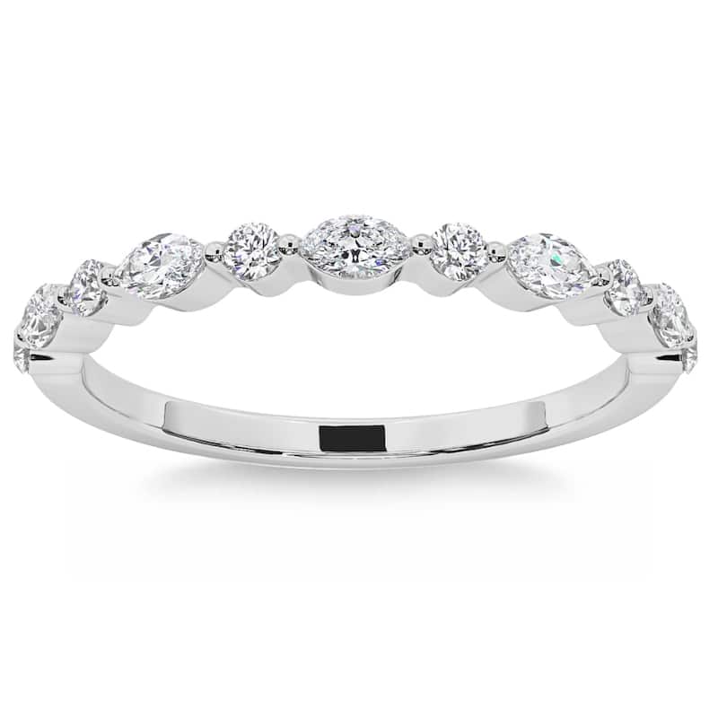 Bliss Diamond 1/2Ct Marquise Cut Wedding Ring Anniversary Band Gold Lab Grown - 4 - White
