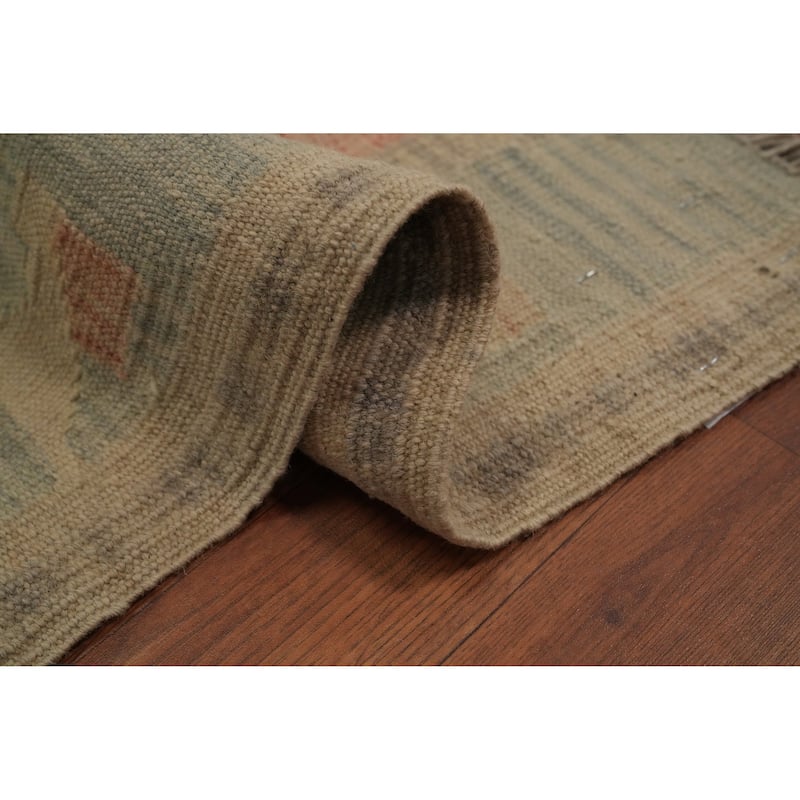 Hand Woven Oriental 100% Wool Carpet Southwestern Modern Multi-Colored Kilim Area Rug - 5' 11'' X 4' 5''