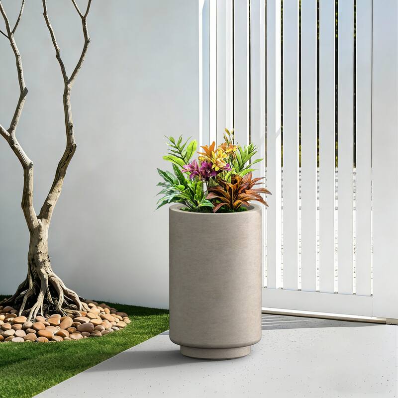 Concrete Cylindrical Planter with Drainage Hole for Indoor & Outdoor