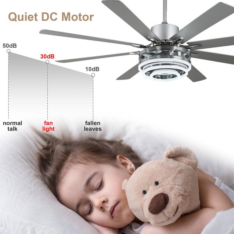 Bella Depot 72" Gold Large Ceiling Fan with Light and Remote