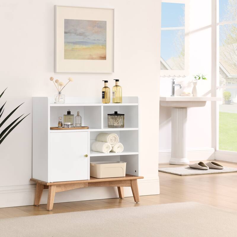 Storage Cabinet with Solid Wood Base