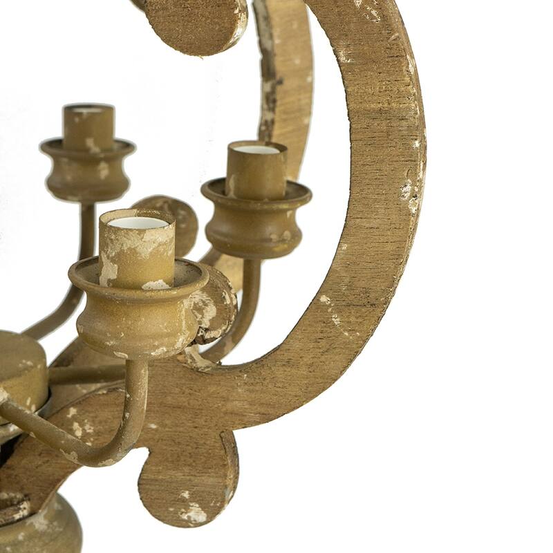 French Country Wood 6-Light Chandelier Fixture with Adjustable Chain