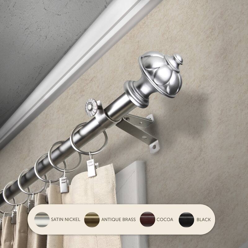 InStyleDesign Noah Adjustable Curtain Rod - 28 to 48 inches - Satin Nickel