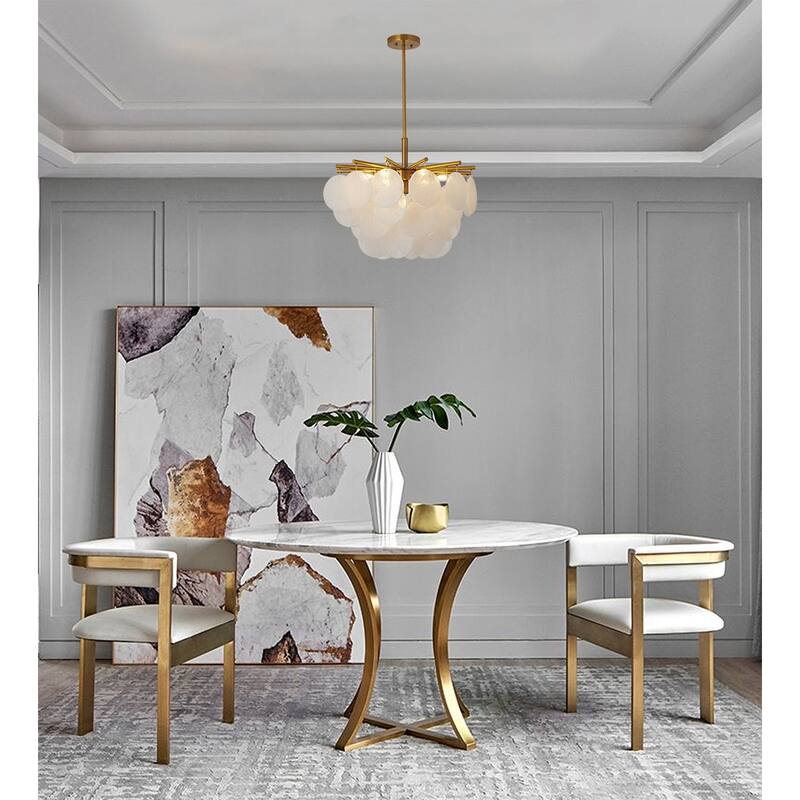 Gold Metal Flush Mount with Frosted Glass Globes