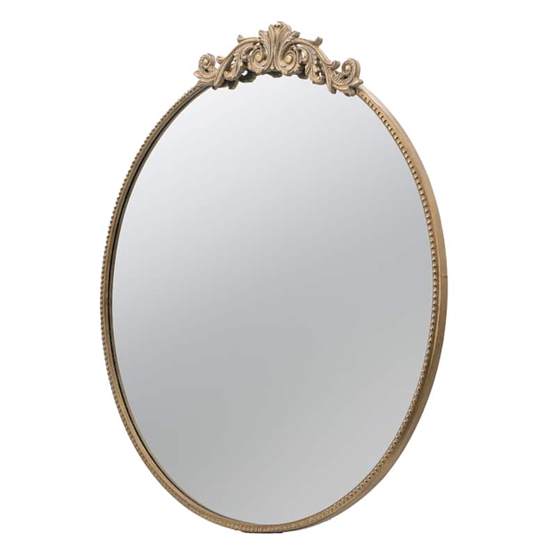 Vintage-Style Round Vanity Wall Mirror - 38.5" - Gold
