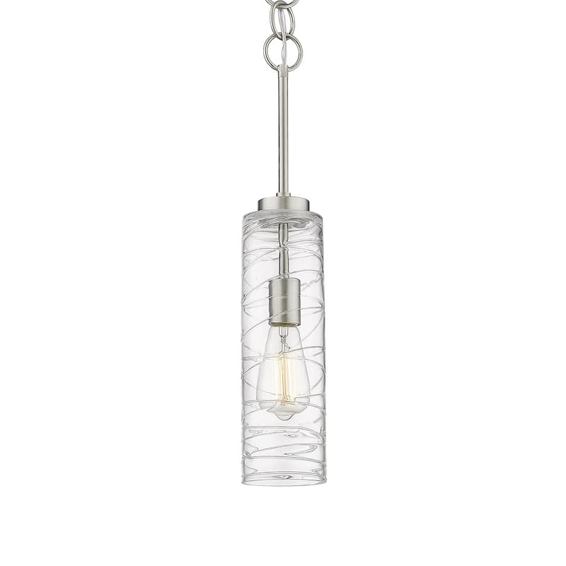 Innovations Lighting 380-1S-21-4 Wexford Pendant Wexford 4" Wide Mini - Brushed Satin Nickel / Clear Deco Swirl