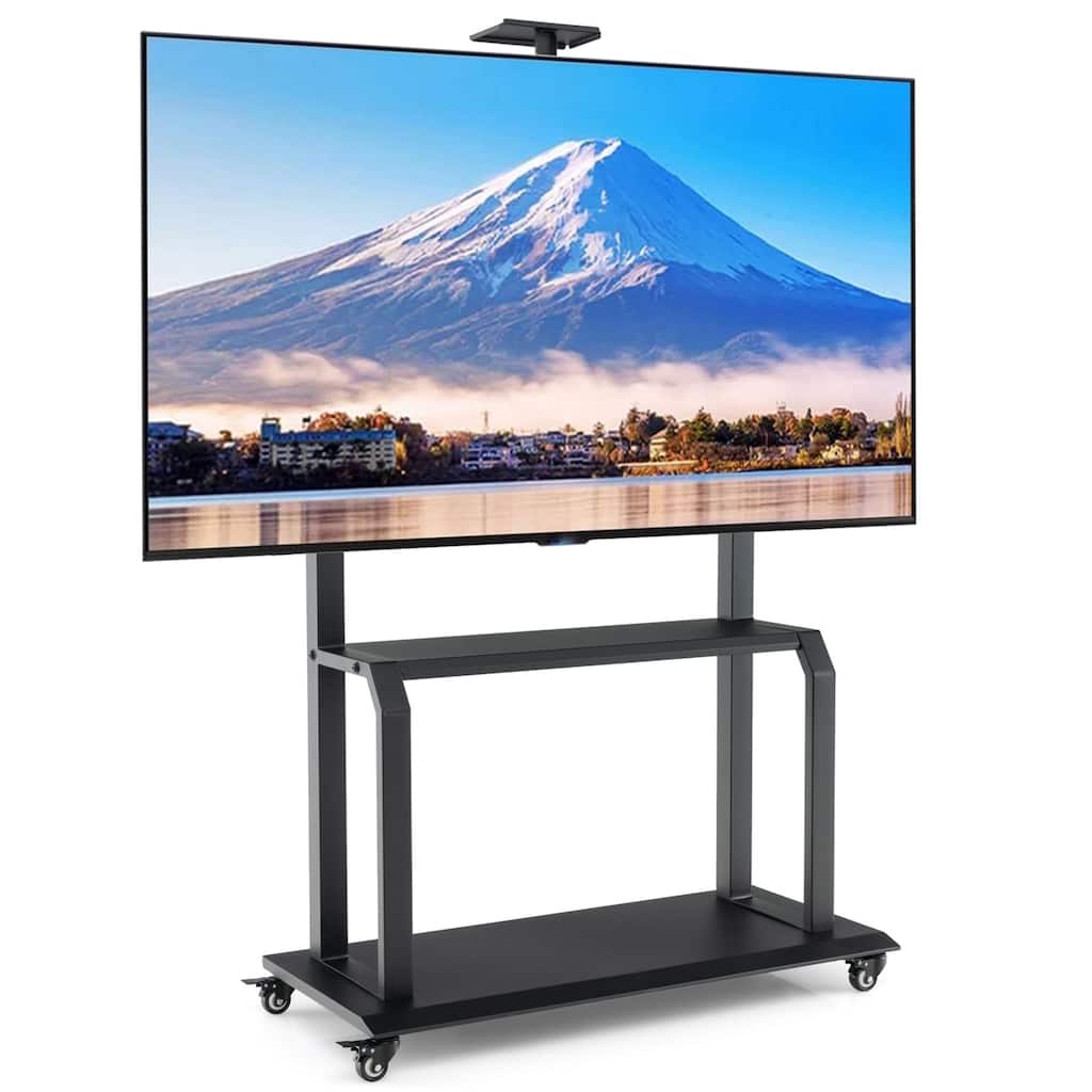 Gymax Mobile TV Cart w/ Wheels Camera Shelf & AV Shelves for 32''-80''