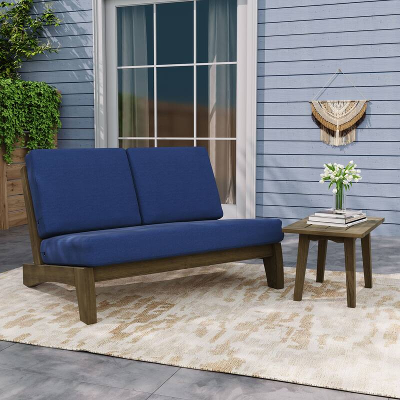 Outdoor Sectional Furniture Teak Conversation Set with Side Table