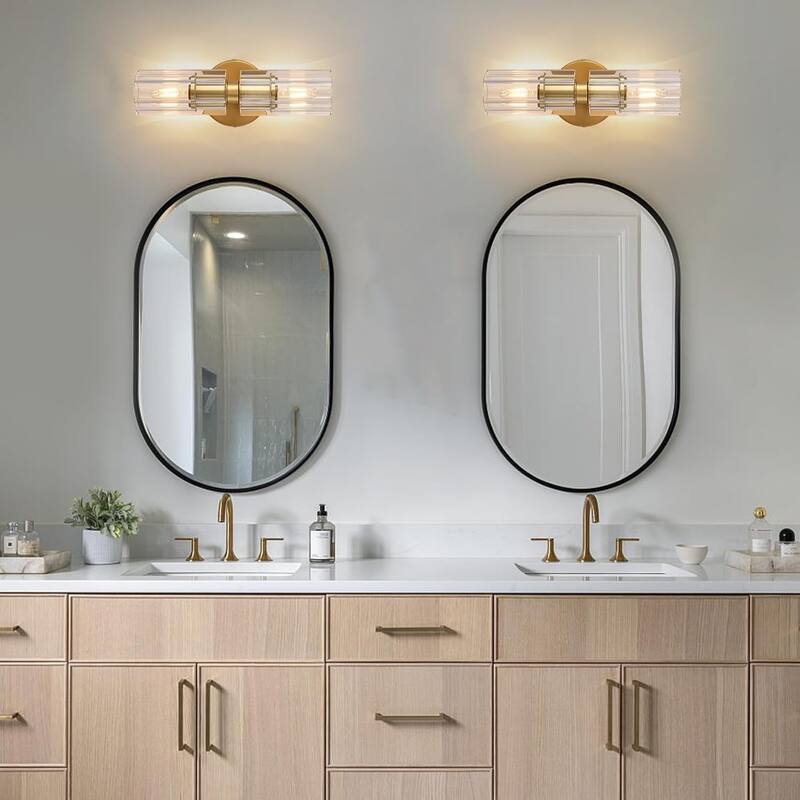 2 Light Entryway light Brass Cylindric light Metal, Crystal wall light