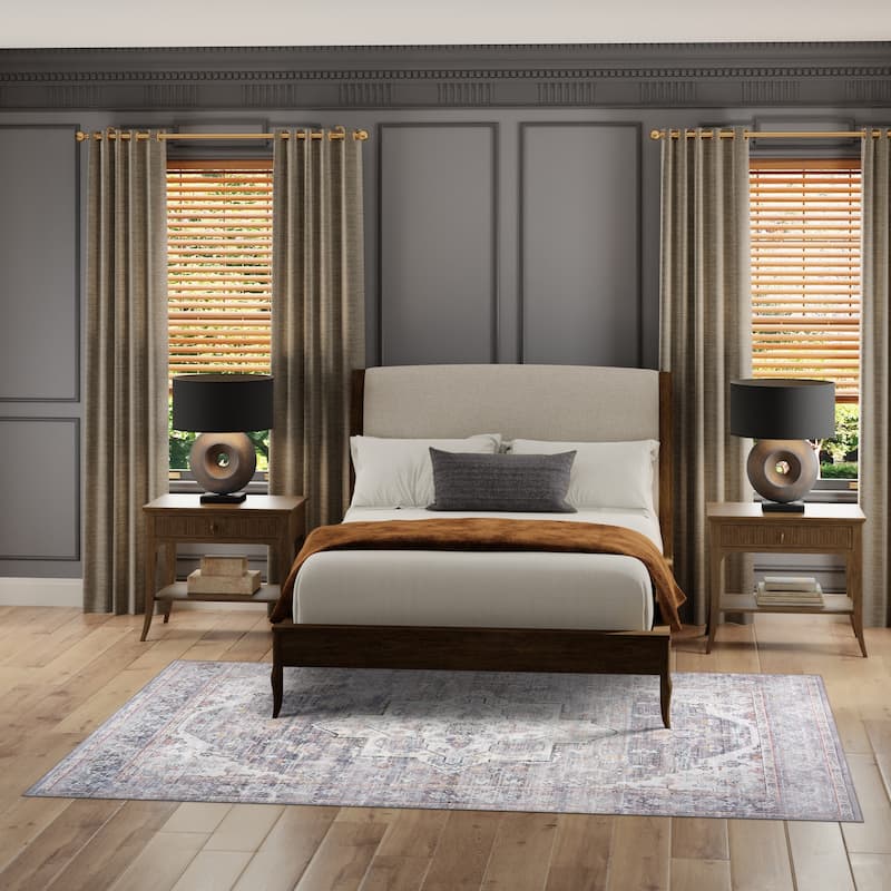 Licensed HGTV Everyday Chic Soft Flannel Zero Pile Printed Non-Slip Washable Indoor Area Rug - Zahra Grey - 8'9"x13'1"