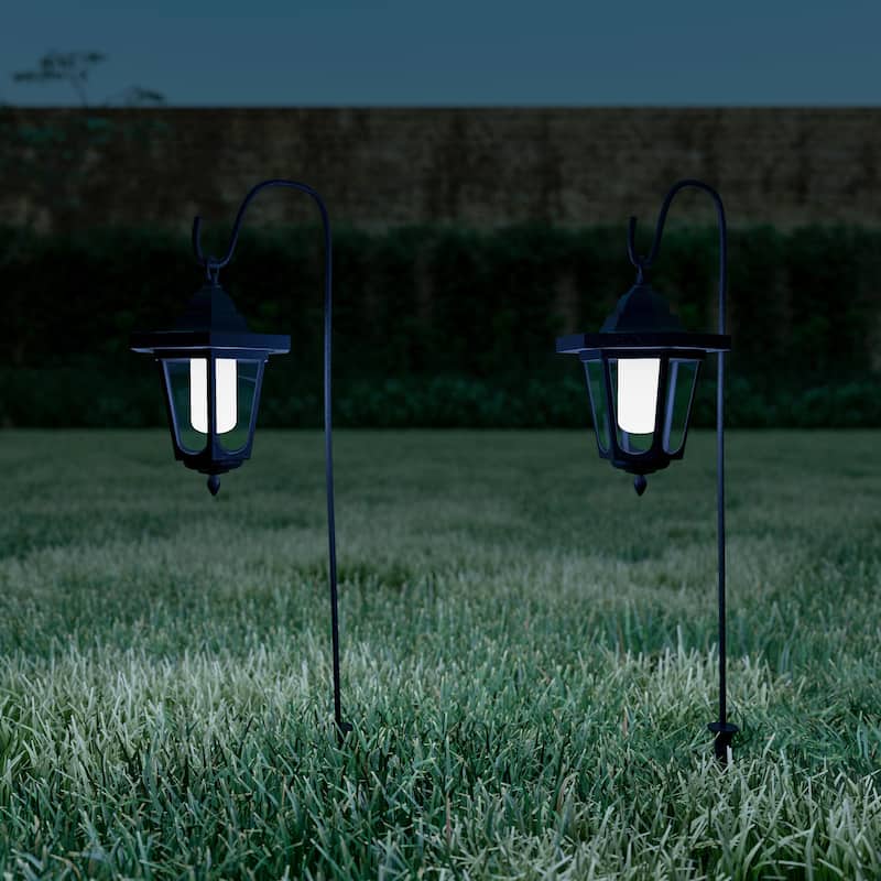 Pure Garden Hanging Solar Coach Lights with Hanging Hooks