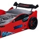 preview thumbnail 3 of 3, Furniture of America Rilven Modern Red Twin Race Car-Shaped Platform Bed with LED Headlights