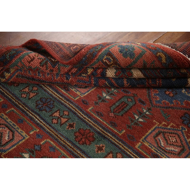 Geometric Orange Sirjan Area Rug Handmade Wool Carpet - 7'9"x 9'9"